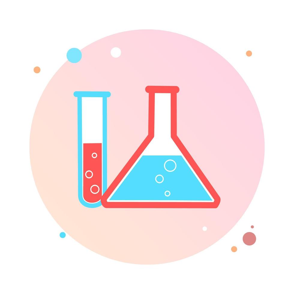 icono de pictograma de tubo de ensayo químico. material de vidrio o vaso de precipitados de laboratorio. matraces de experimento. vector moderno de moda. simple ilustración plana. frascos de laboratorio químico de vidrio para laboratorio de ciencias.