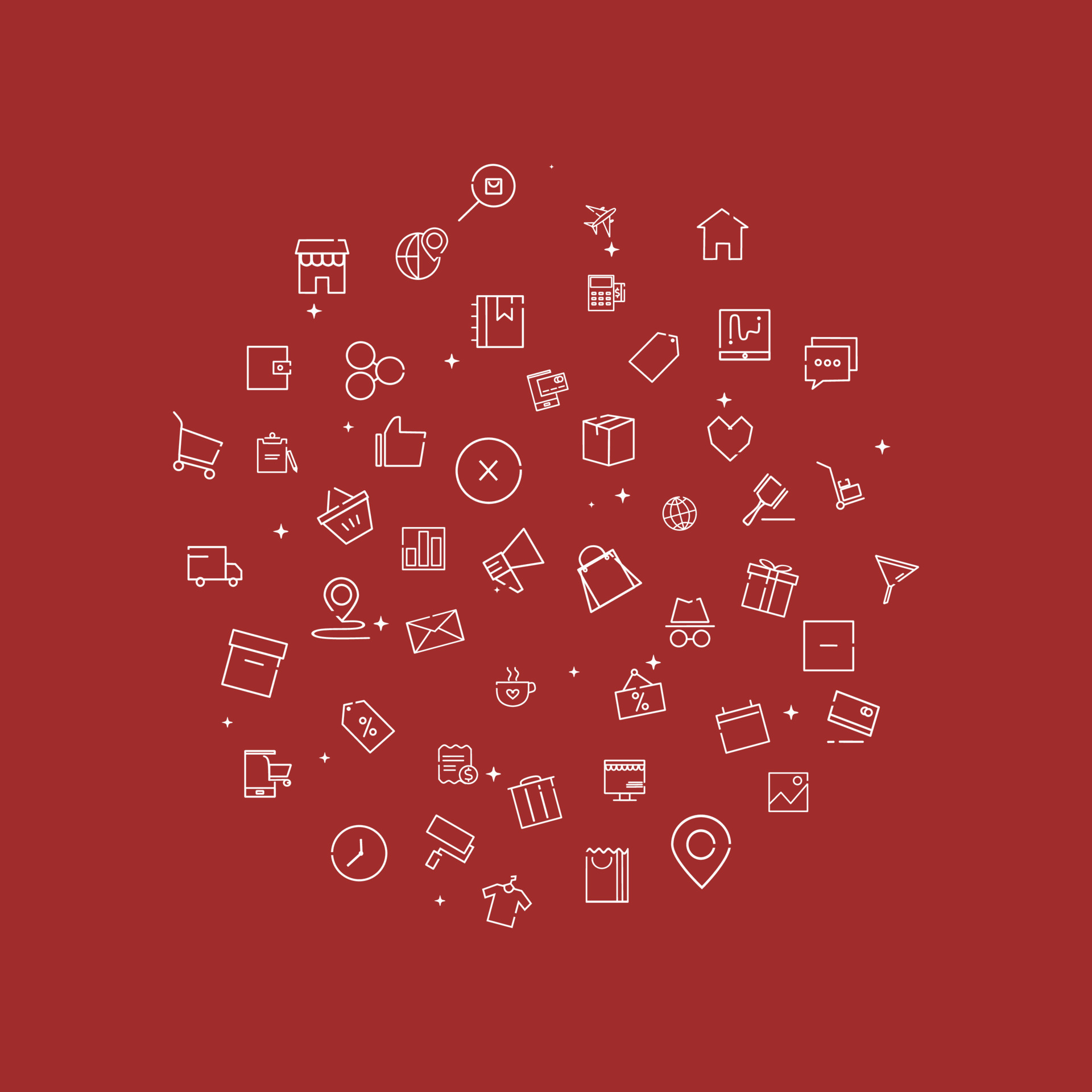 Shopping, retail line icons circular shaped. Shopping icons