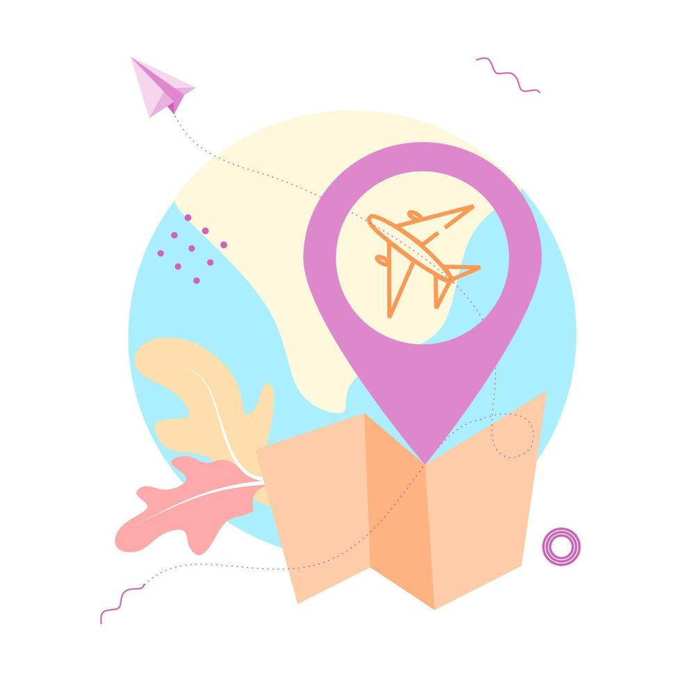 Online delivery concept. Fast respond delivery package shipping for mobile application and website concept. Online order tracking with map and air plane. Flat style vector illustration.