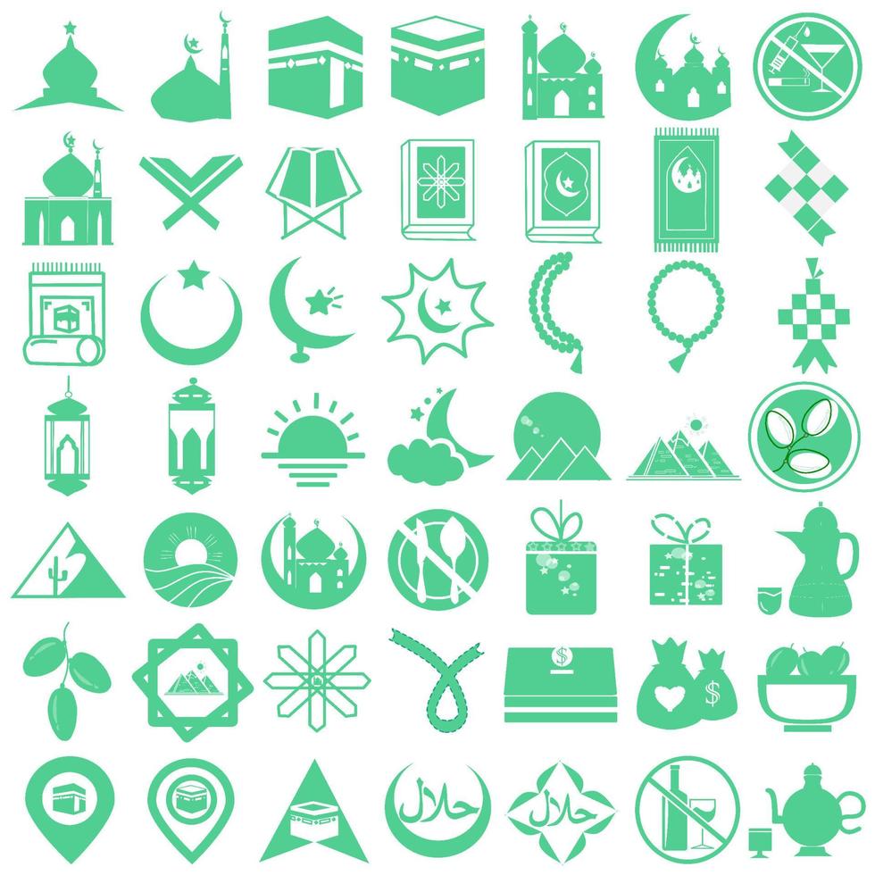 conjunto de iconos de arte de línea islámica popular. iconos de vector de línea de ramadan kareem. iconos de línea islámica. incluyó los íconos como musulmán, rezar, mezquita, religión y más. conjunto de icono islámico, eid mubarak para web