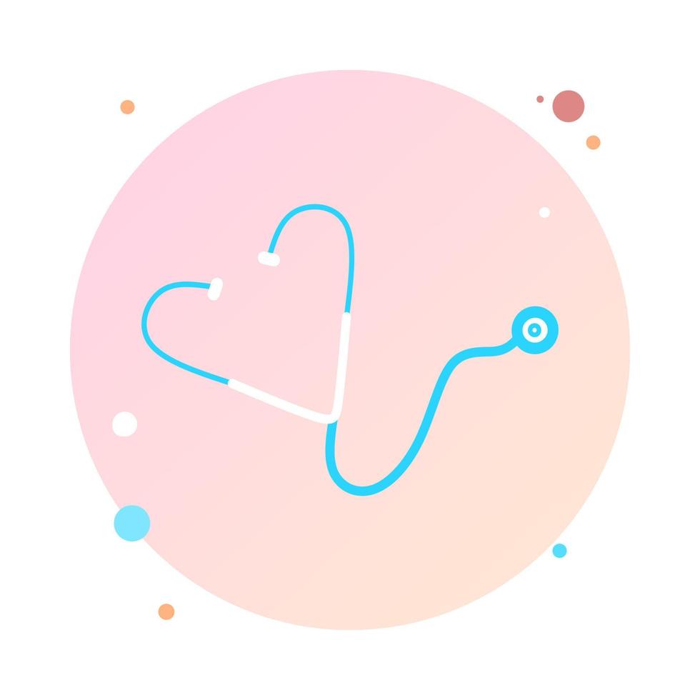 Stethoscope in circle icon trendy flat style. Stethoscope in round shaped icon symbol for your web site, logo, mobile app, UI design. Stethoscope icon vector illustration.