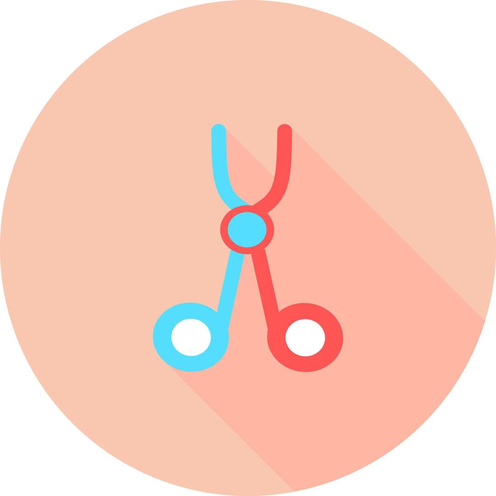 Professional medical scissor in circle icon with long shadows. Surgical Instrument, Medical clamp, hairstyle scissor icon. Medical equipment. Scissors icon vector illustration.