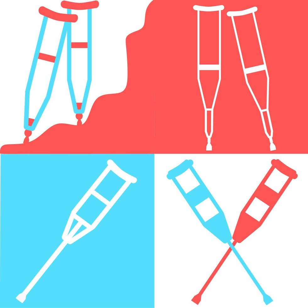 Set of crutches. Axillary crutch line black icon. Medical tool for people with disabilities and help after injury. Sign for web page, mobile app, button, logo. Vector isolated button. Editable stroke.
