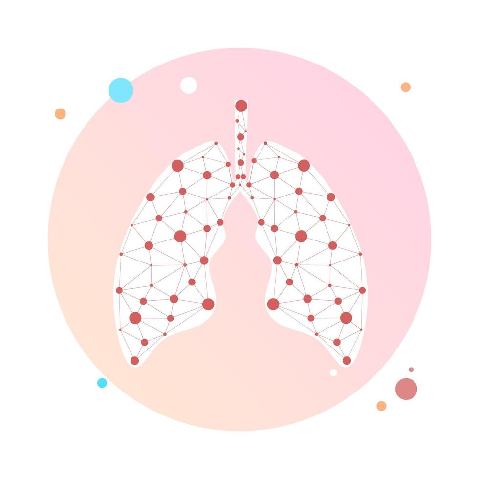 modelo conectado de la medicina de los pulmones sanos. triángulo conectado punto de puntos. Ilustración de vector de tecnología innovadora moderna del día mundial de la tuberculosis del médico en línea. pulmón humano abstracto con puntos y líneas.