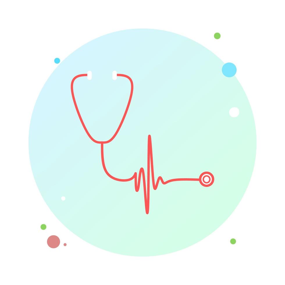 Stethoscope in circle icon trendy flat style. Stethoscope in round shaped icon symbol for your web site, logo, mobile app, UI design. Stethoscope icon vector illustration.