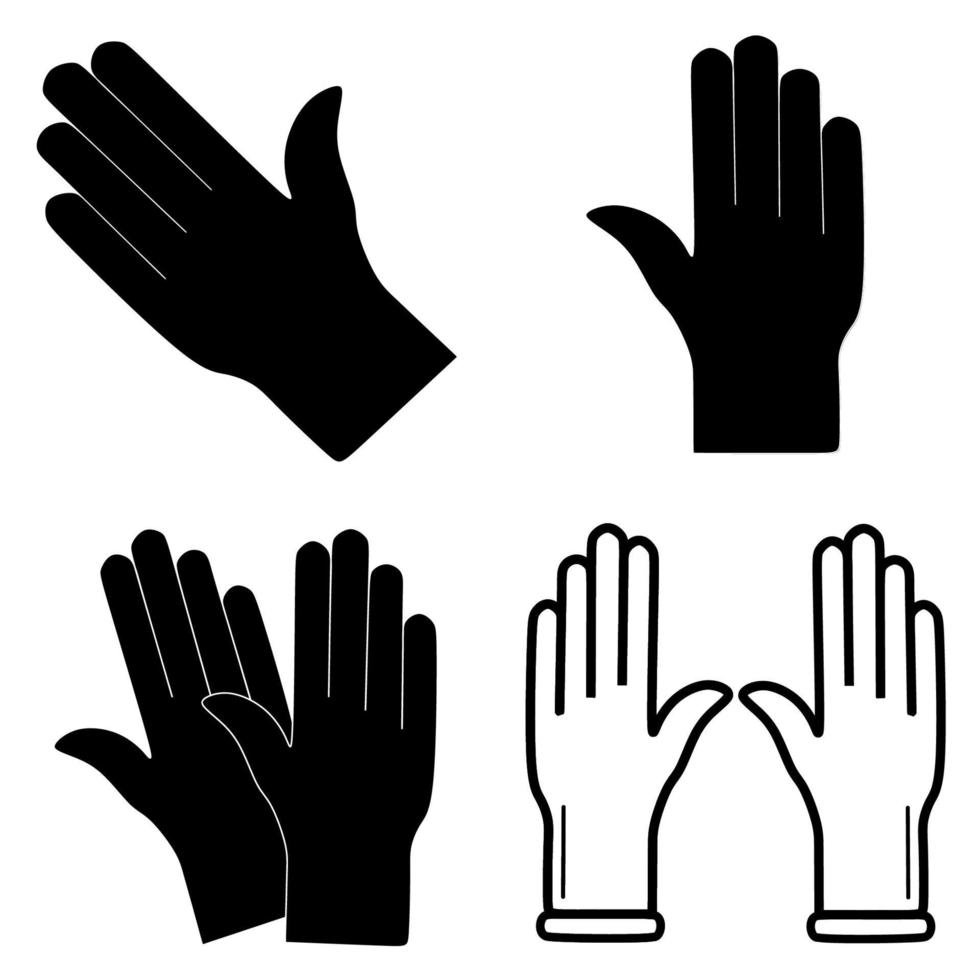 conjunto de icono de vector de guantes médicos. icono de guantes de goma protectores para infografía, sitio web o aplicación. señal de protección de manos de látex. símbolo de equipo de limpieza de tareas domésticas.