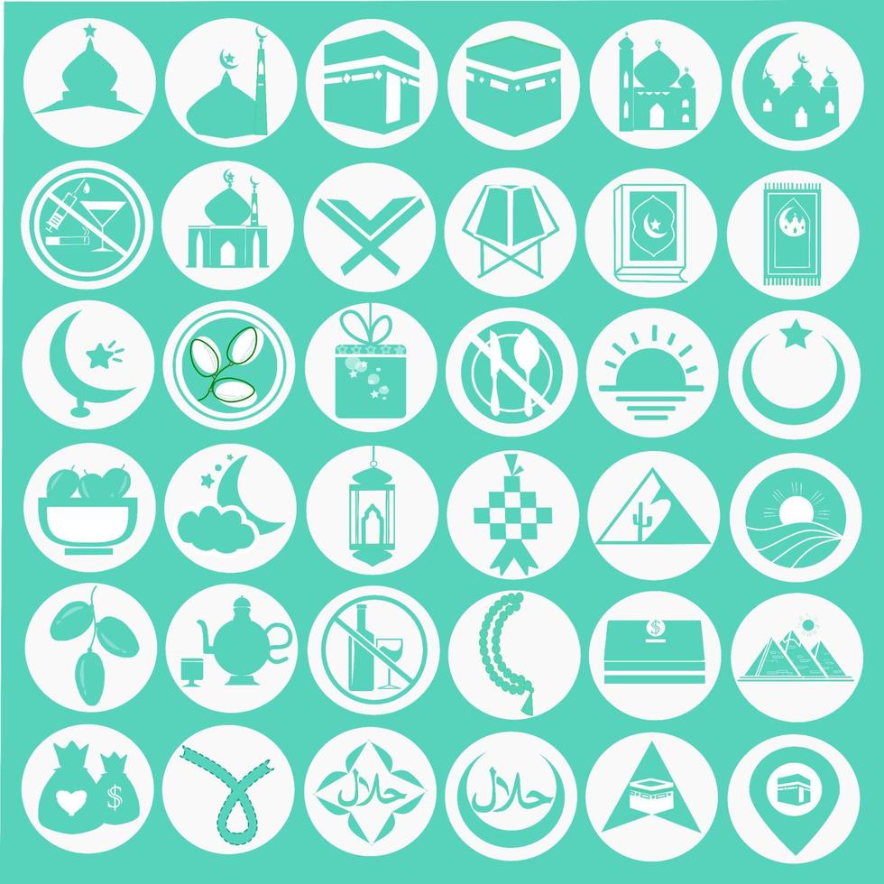 conjunto de iconos de arte de línea islámica popular. iconos de vector de línea de ramadan kareem. iconos de línea islámica. incluyó los íconos como musulmán, rezar, mezquita, religión y más. conjunto de icono islámico, eid mubarak para web