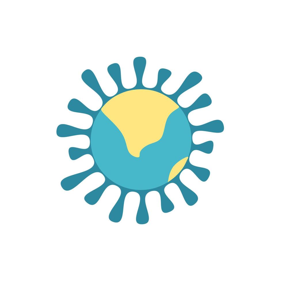 Coronavirus with earth globe sign and symbol in flat design health. Element for mobile concepts and web apps. Collection modern infographic and pictogram. Coronavirus in world. Vector illustration