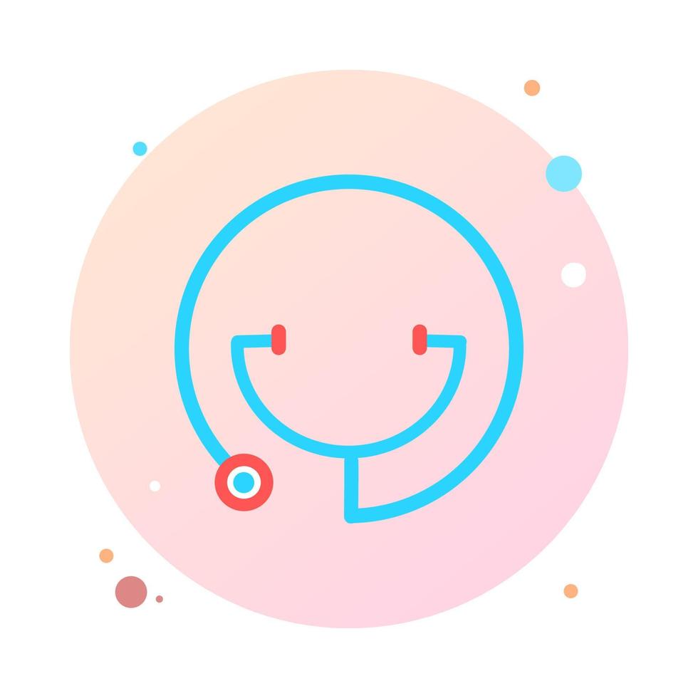 Stethoscope in circle icon trendy flat style. Stethoscope in round shaped icon symbol for your web site, logo, mobile app, UI design. Stethoscope icon vector illustration.