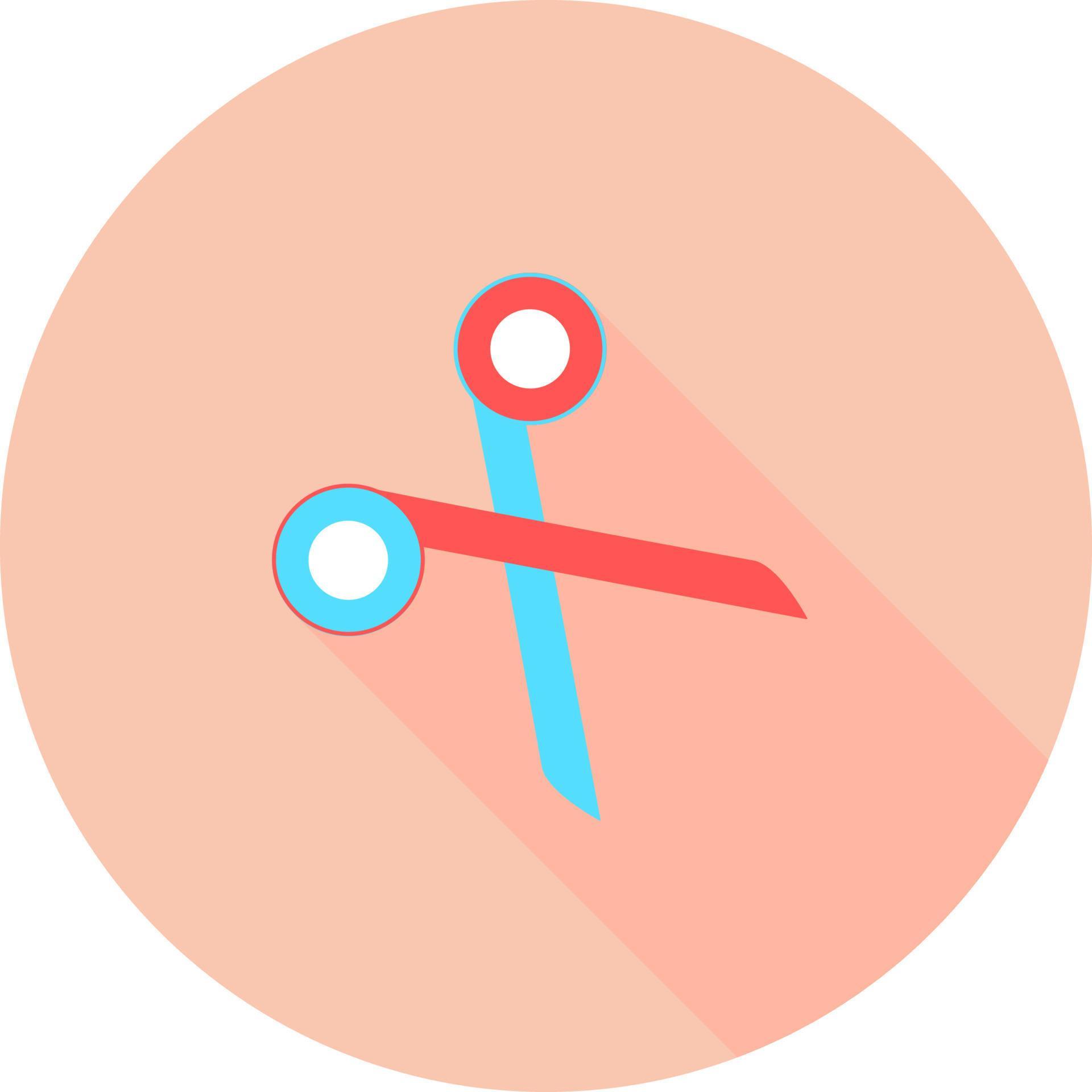Professional medical scissor in circle icon with long shadows. Surgical