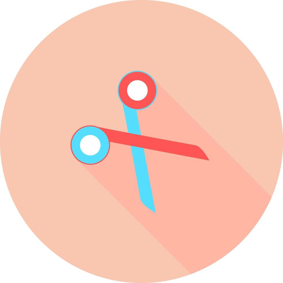 Professional medical scissor in circle icon with long shadows. Surgical Instrument, Medical clamp, hairstyle scissor icon. Medical equipment. Scissors icon vector illustration.