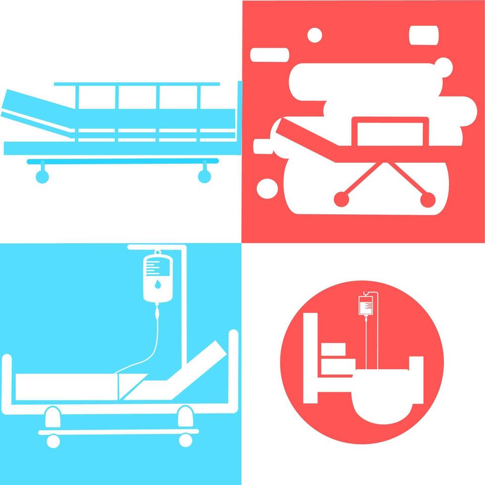 Hospital bed. Intensive care unit icon. Resuscitation, rehabilitation, hospital ward. Medicine concept. Vector illustration can be used for topics like healthcare, hospital, medical care, Chemotherapy