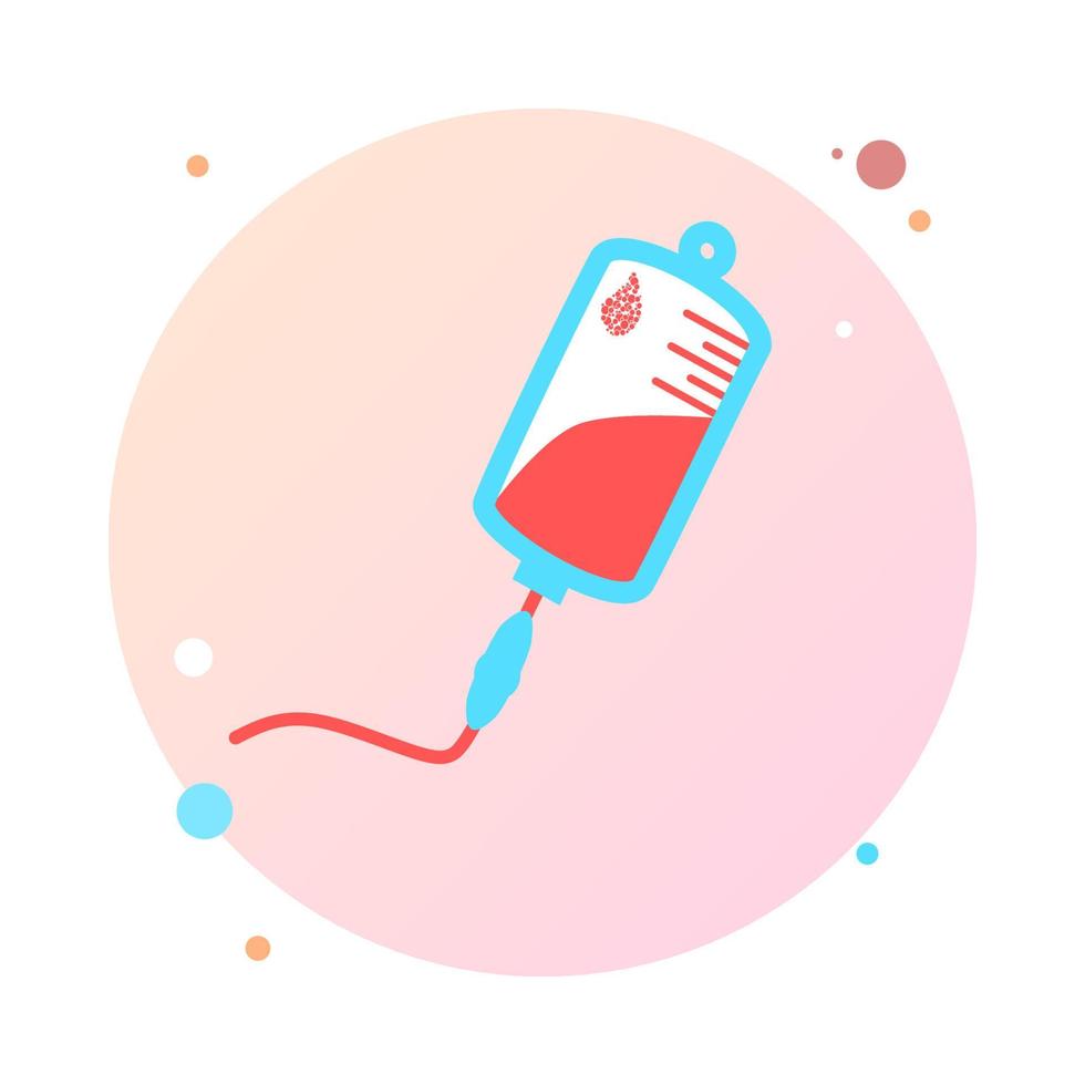 infusión en el icono de círculo. bolsa intravenosa, sangre, goteo en forma redonda. concepto de ayuda médica. La ilustración vectorial se puede utilizar para temas como hospital, terapia, quimioterapia. iv, infundir, icono de bolsa de sangre vector