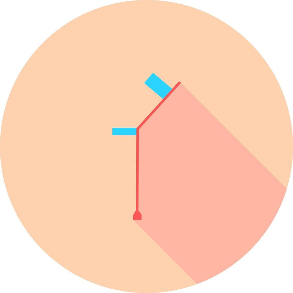 Crutches in circle icon with long shadows. Axillary crutch icon. Vector illustration medical tool for people with disabilities and help after injury. Sign for web page, mobile app, button, logo.