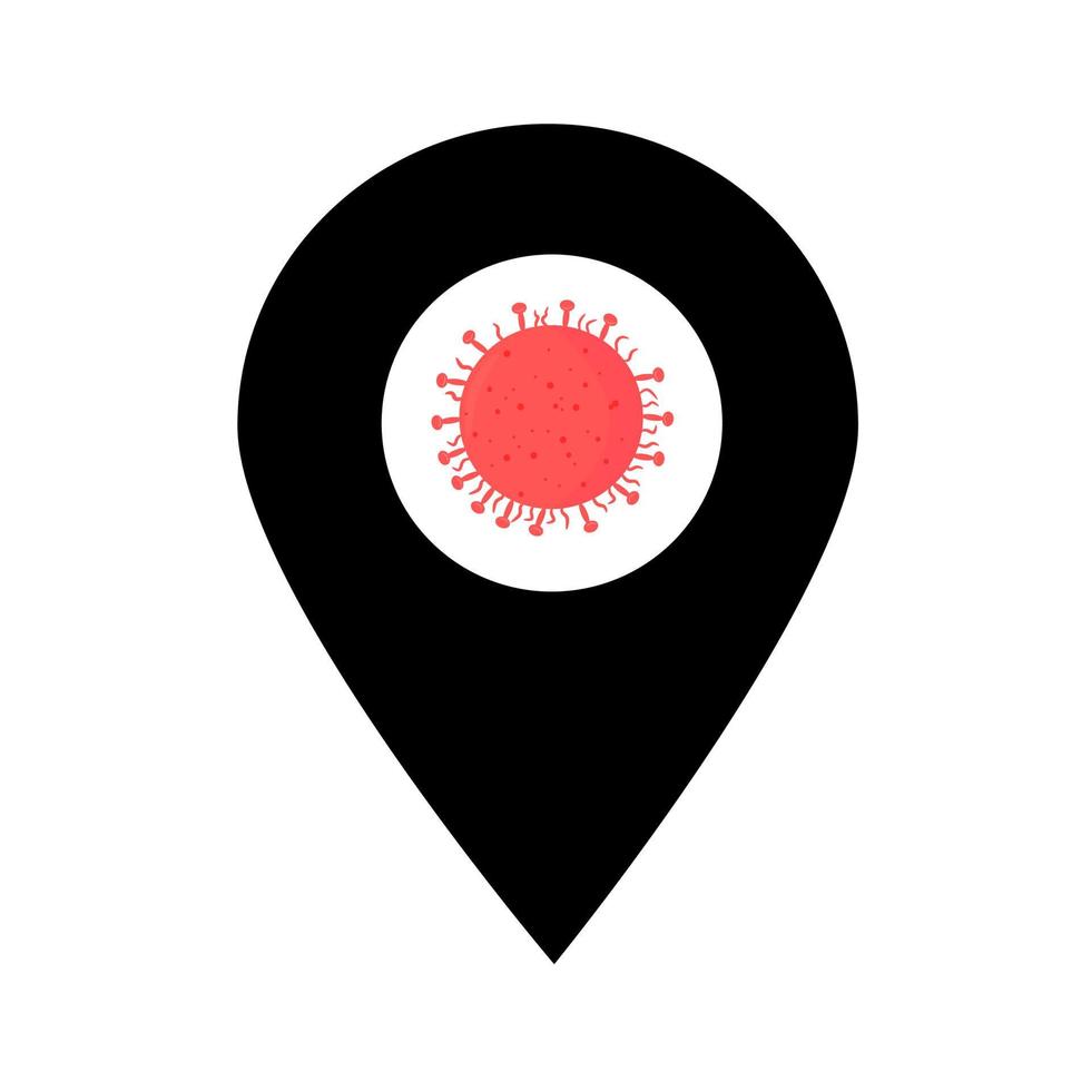 Coronavirus location map pin pointer icon. Element of map point for mobile concept and web apps. Icon for website design and app development. Premium corona virus location in the world icon sign. vector