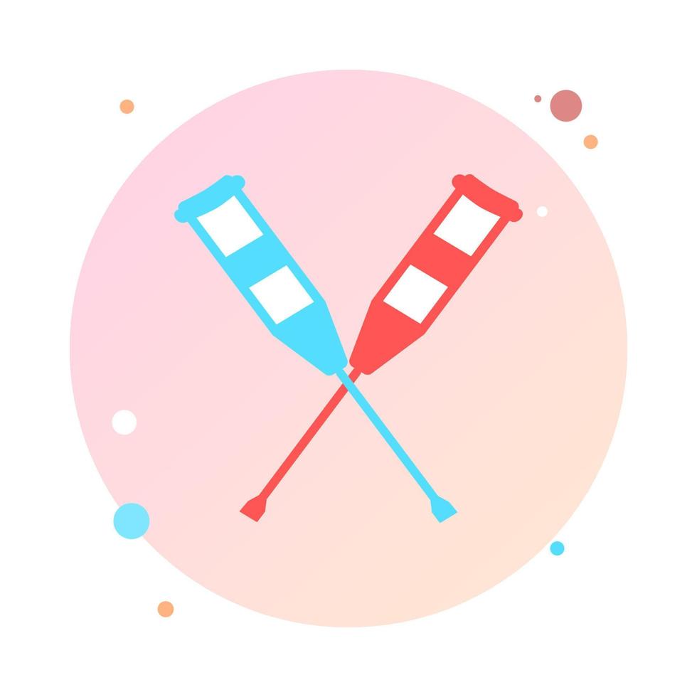 Crutch in circle icon. Axillary crutch in round shaped icon. Medical tool for people with disabilities and help after injury. Sign for web page, mobile app, button, logo. Crutches Editable icon. vector