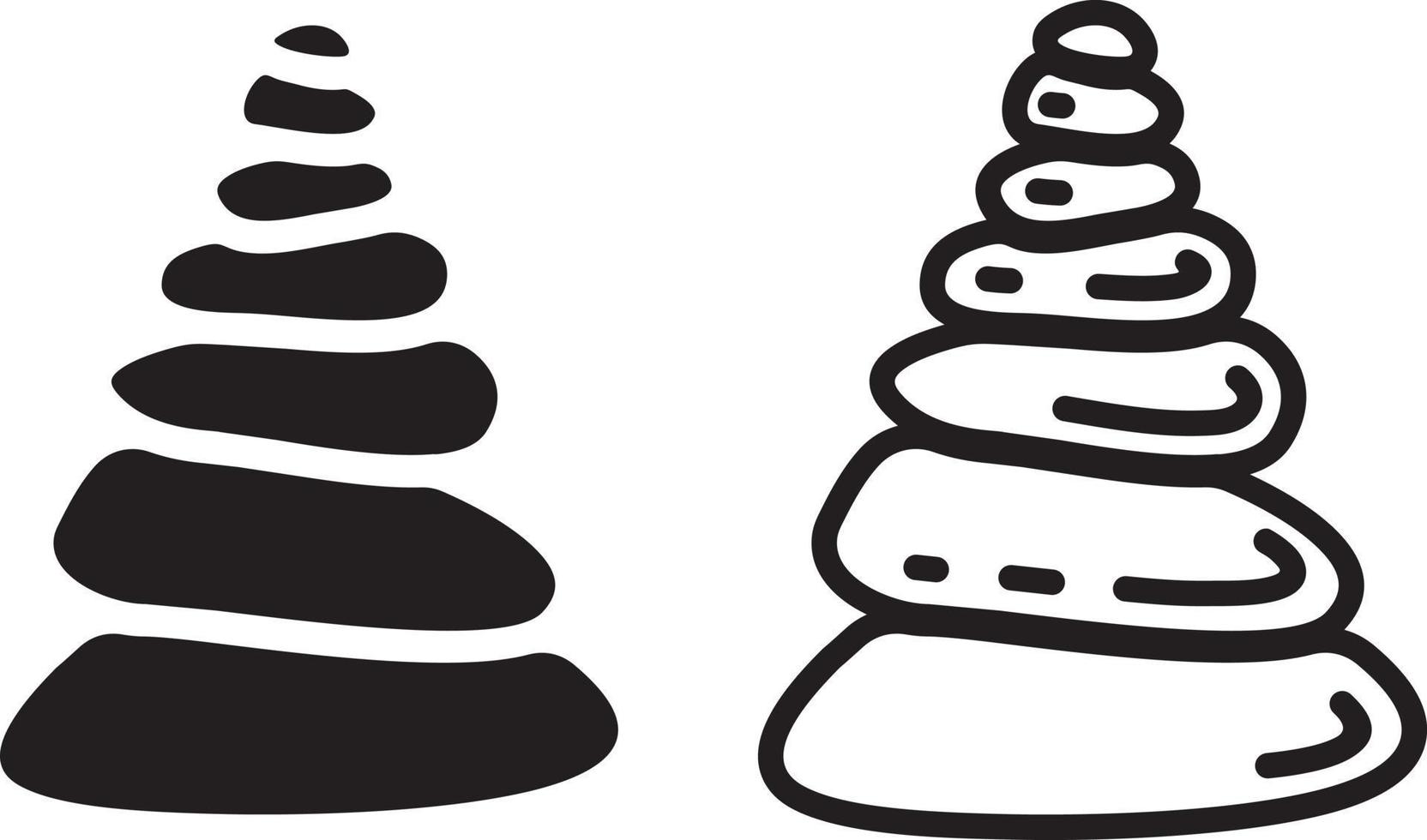 Zen stones silhouette and outline vector