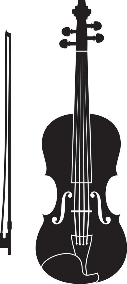violín detallado en negro vector
