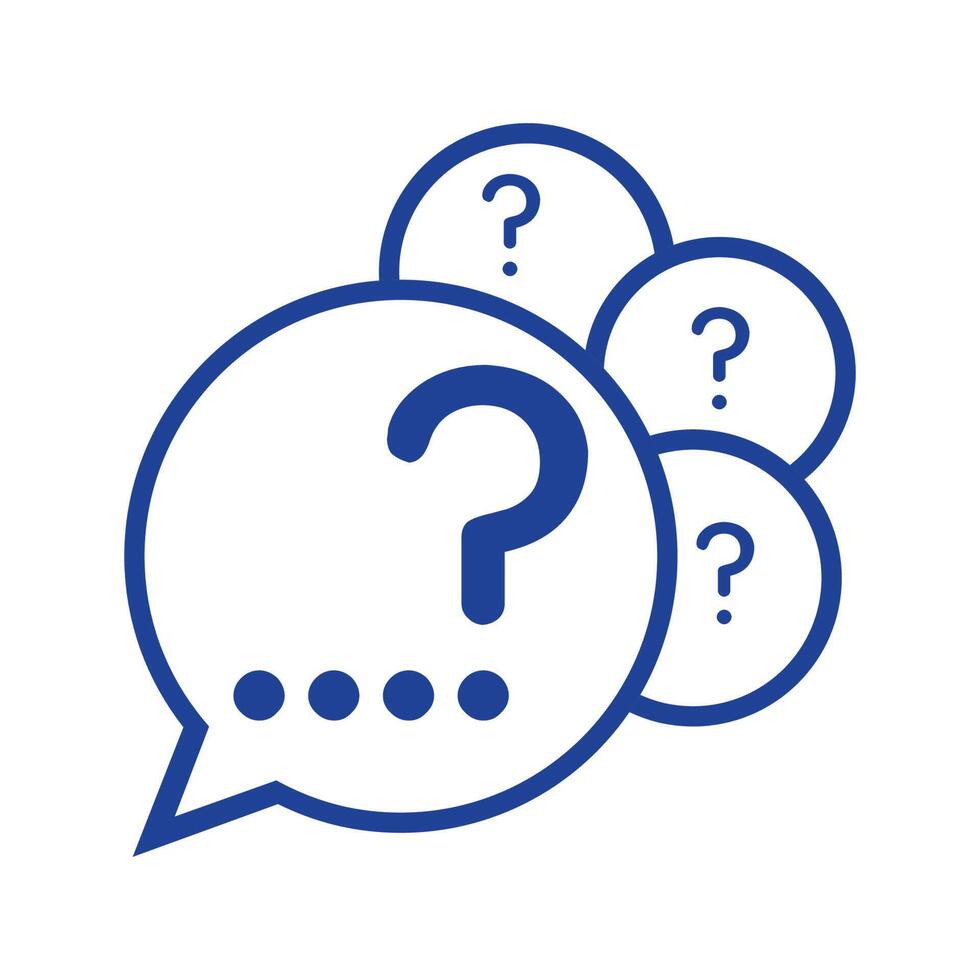 Question bubbles line icon. Ask help sign. Faq questionnaire symbol. Quality design element. Line style question bubbles icon. Editable stroke vector