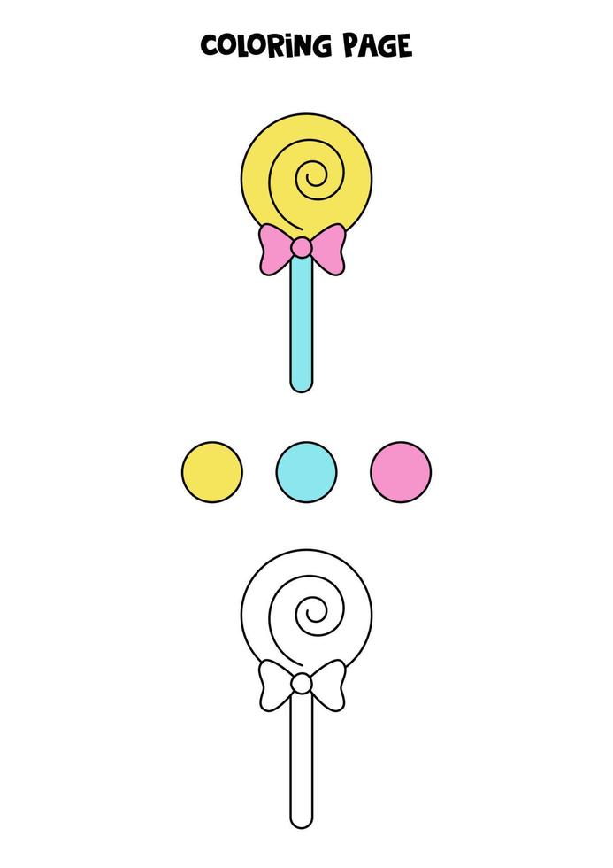 Color cute lollipop. Worksheet for kids. vector