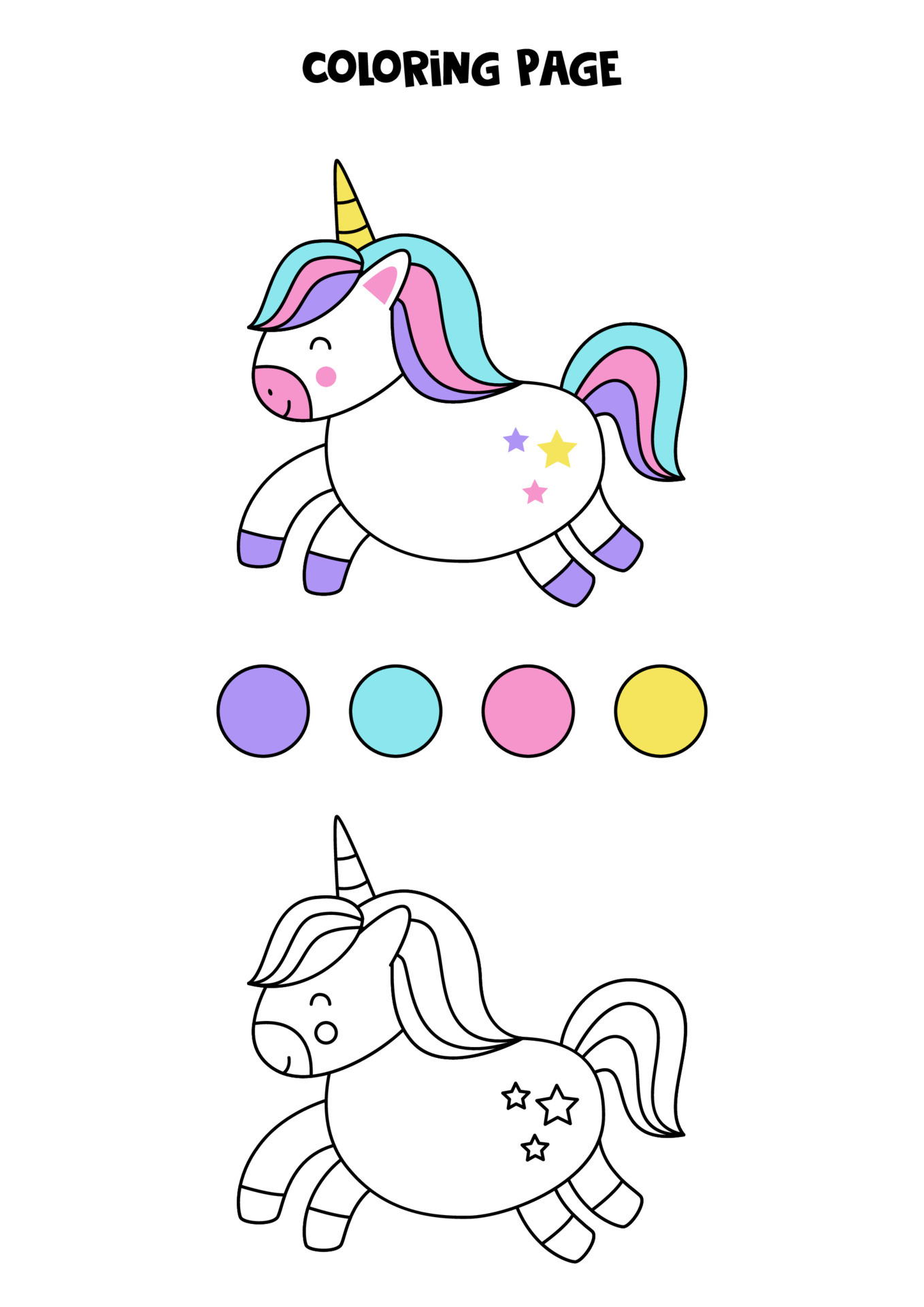 Cute Cartoon Unicorn on Cloud and Rainbow For  Stock Illustration  77040584  PIXTA