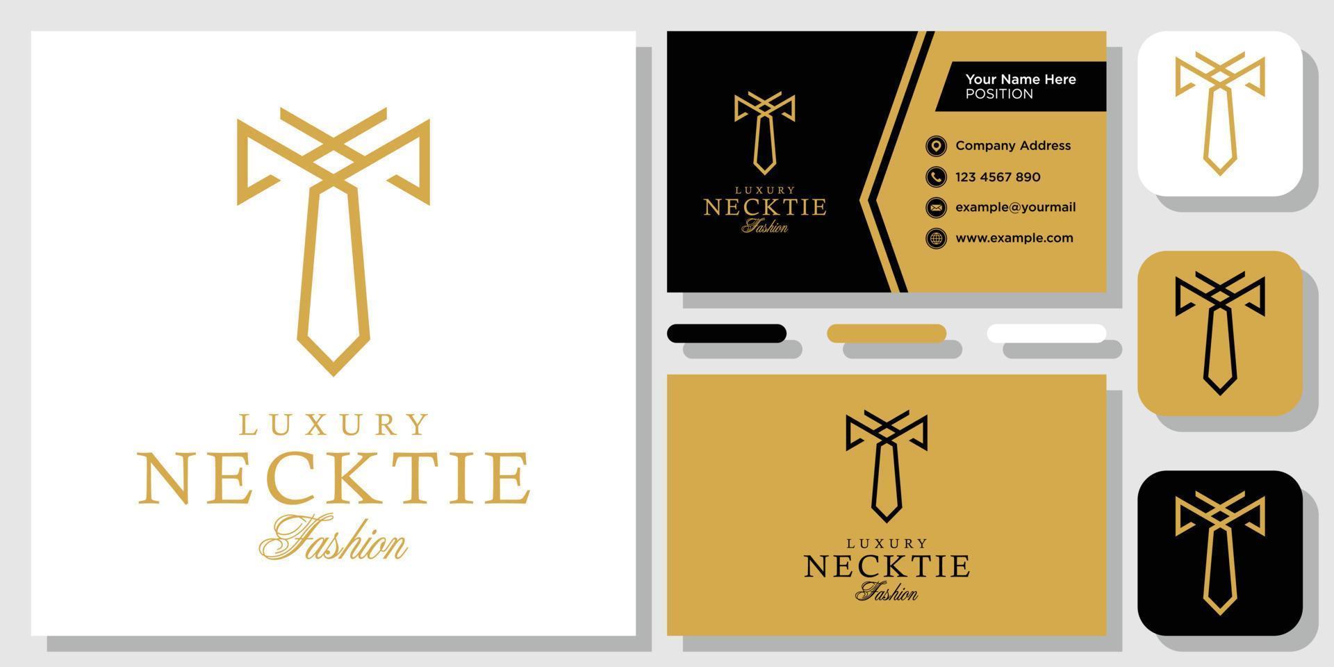 Luxury Necktie Clothes Man Fashion Tuxedo Tie Tailor logo design inspiration with Layout Template Business Card vector