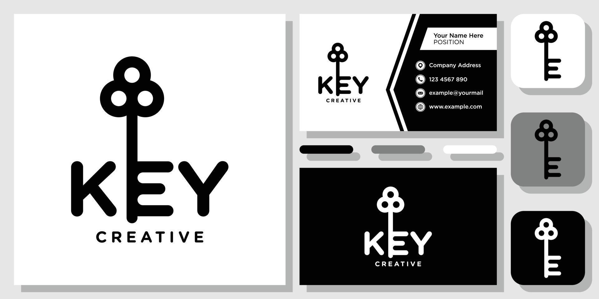 key home house building lock door property creative logo design inspiration with Layout Template Business Card vector