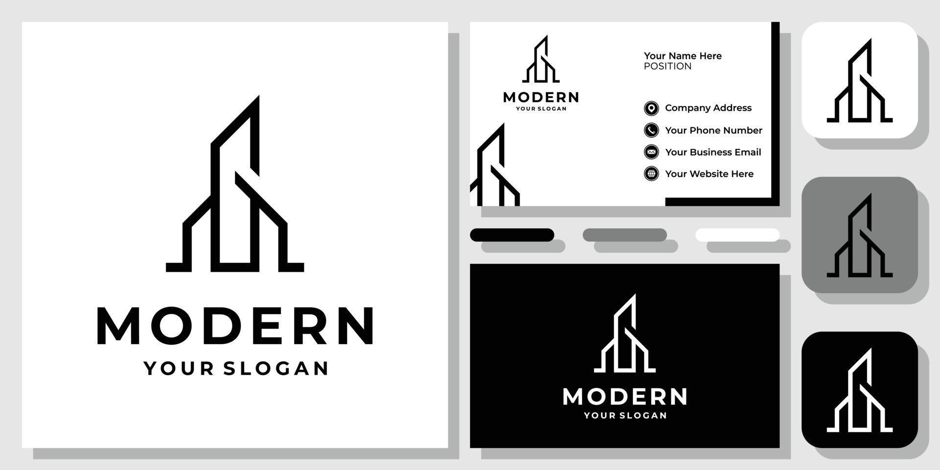 Initial Letter G Building Creative Real Estate Apartment Property Logo Design with Business Card Template vector