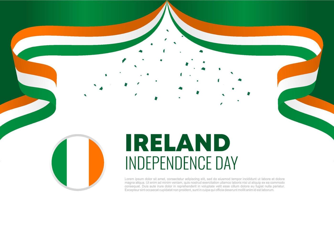 Cartel de fondo del día de la independencia de Irlanda para la celebración nacional. vector