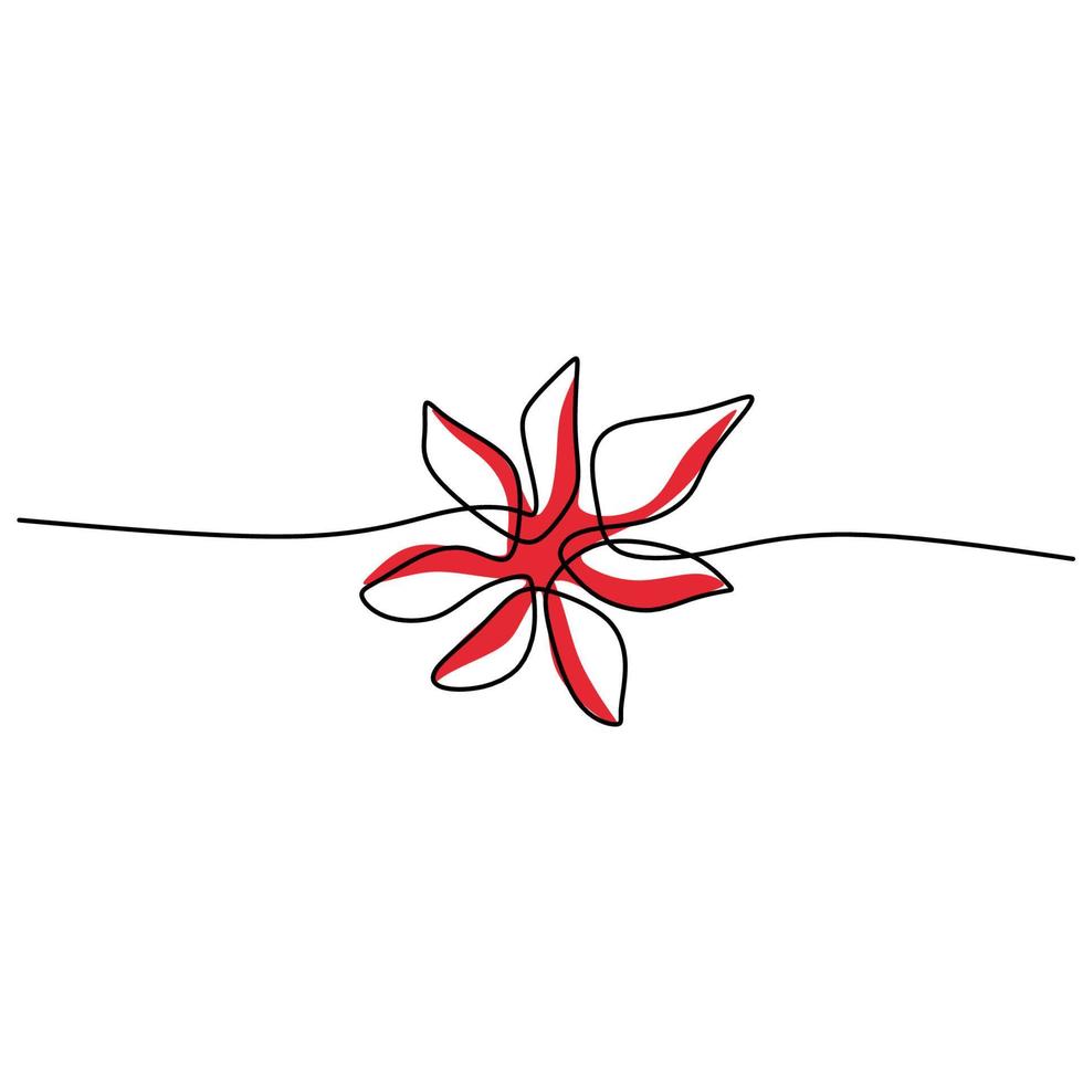 Continuous one single line of poinsettia winter flower vector