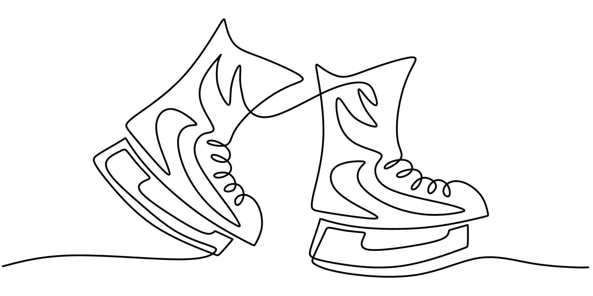 continua una sola línea de zapatos de patinaje sobre hielo vector