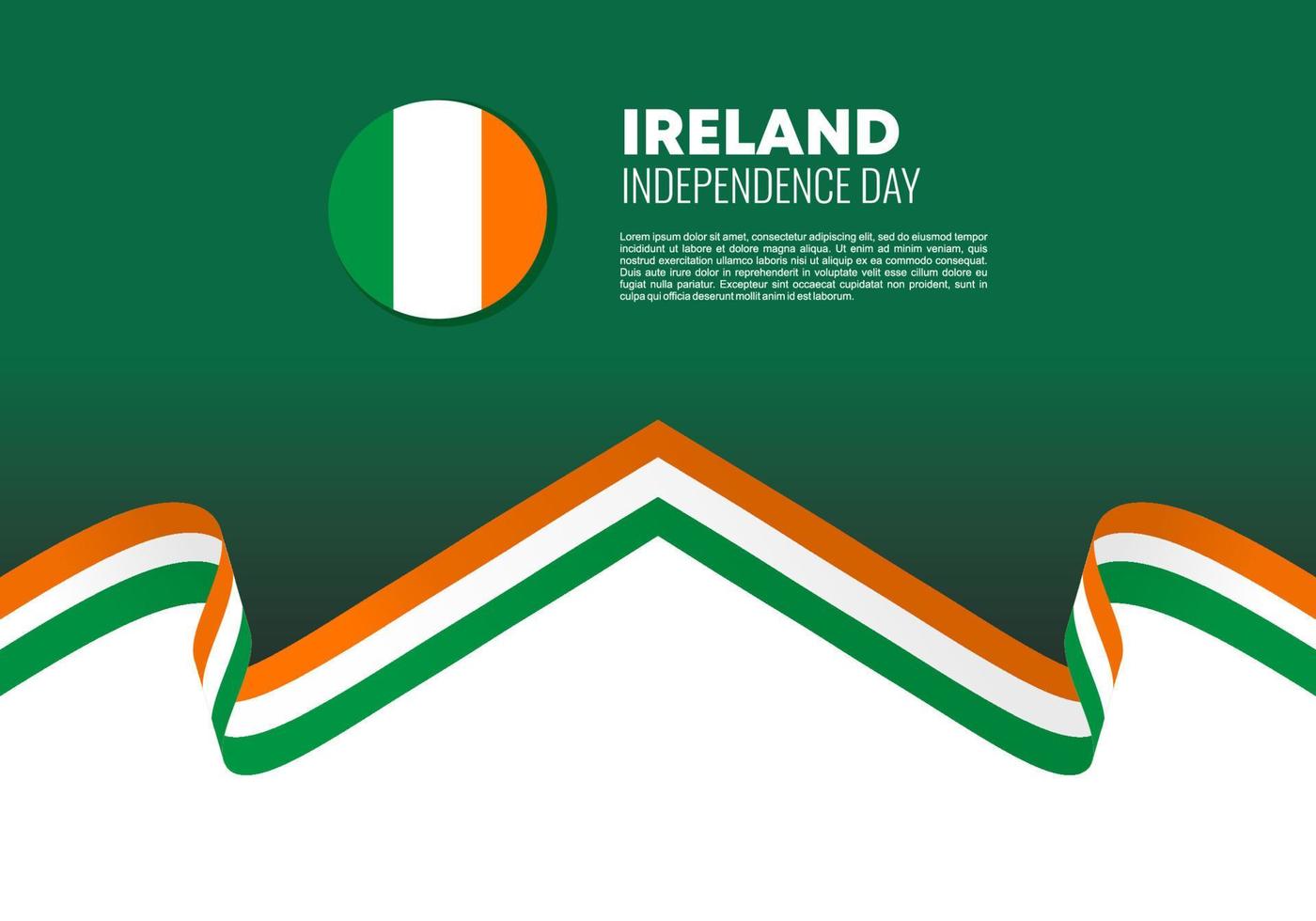 Cartel de fondo del día de la independencia de Irlanda para la celebración nacional. vector