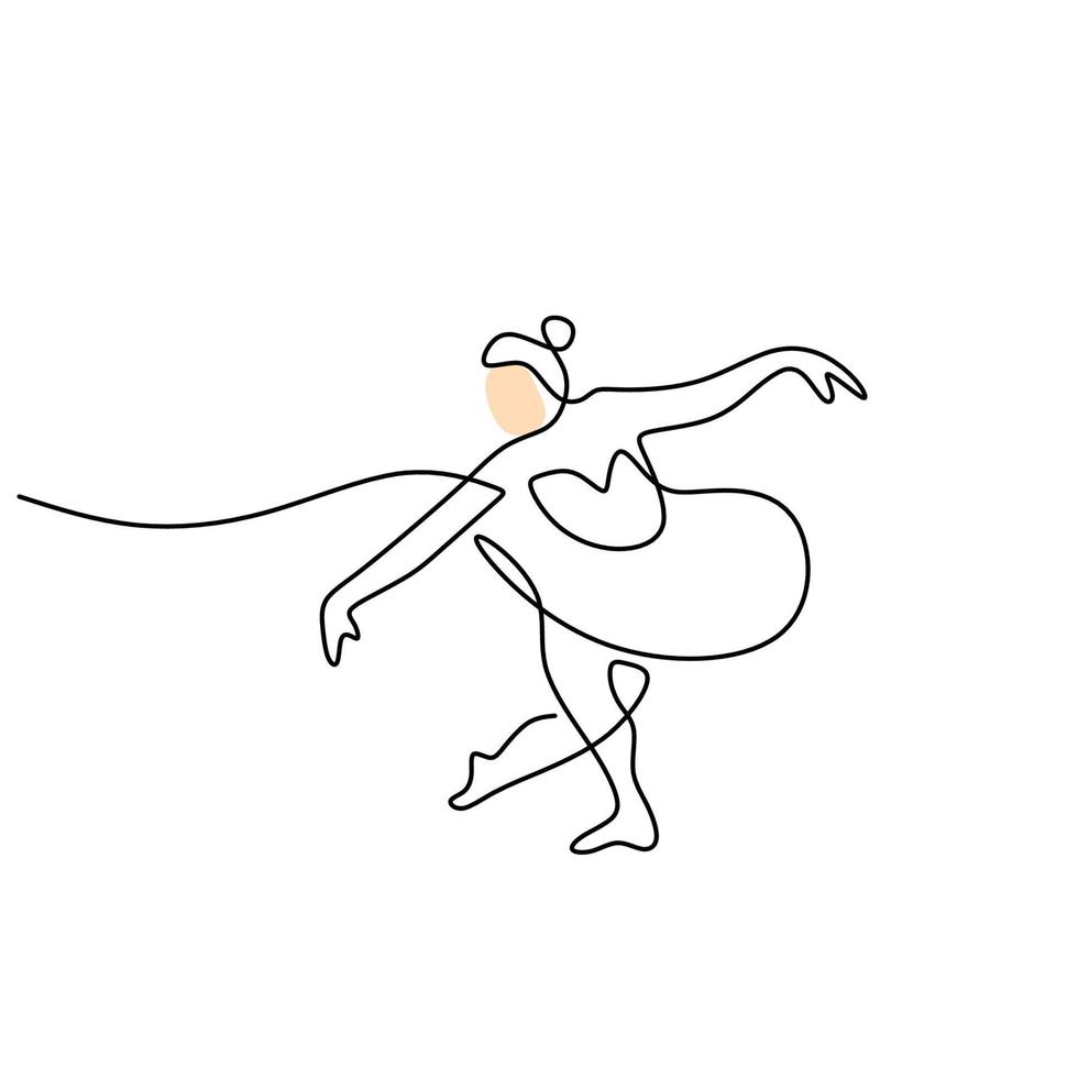 Continuous one single line of woman ballerina dancing vector