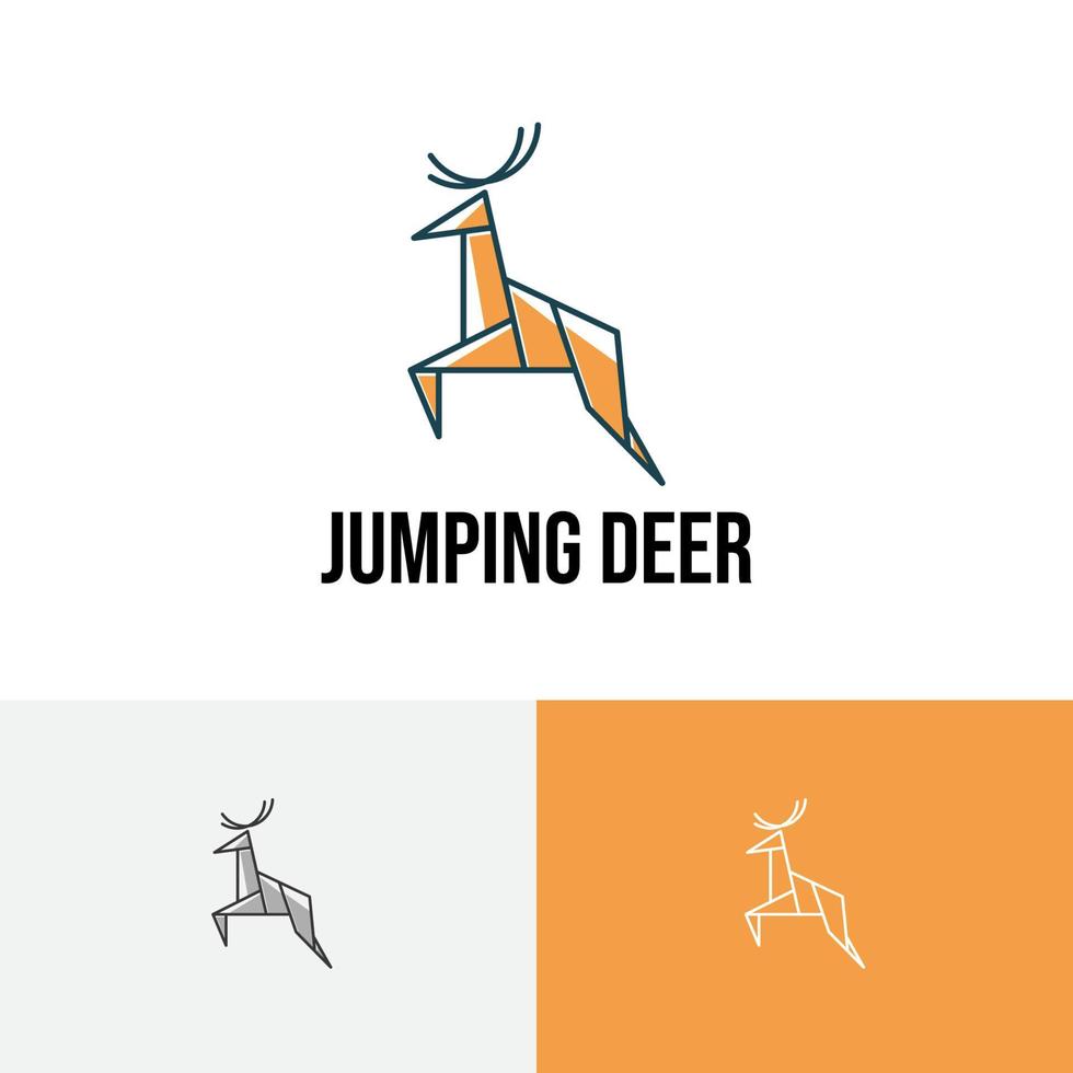 Jumping Deer Nature Animal Paper Origami Style Line Logo vector