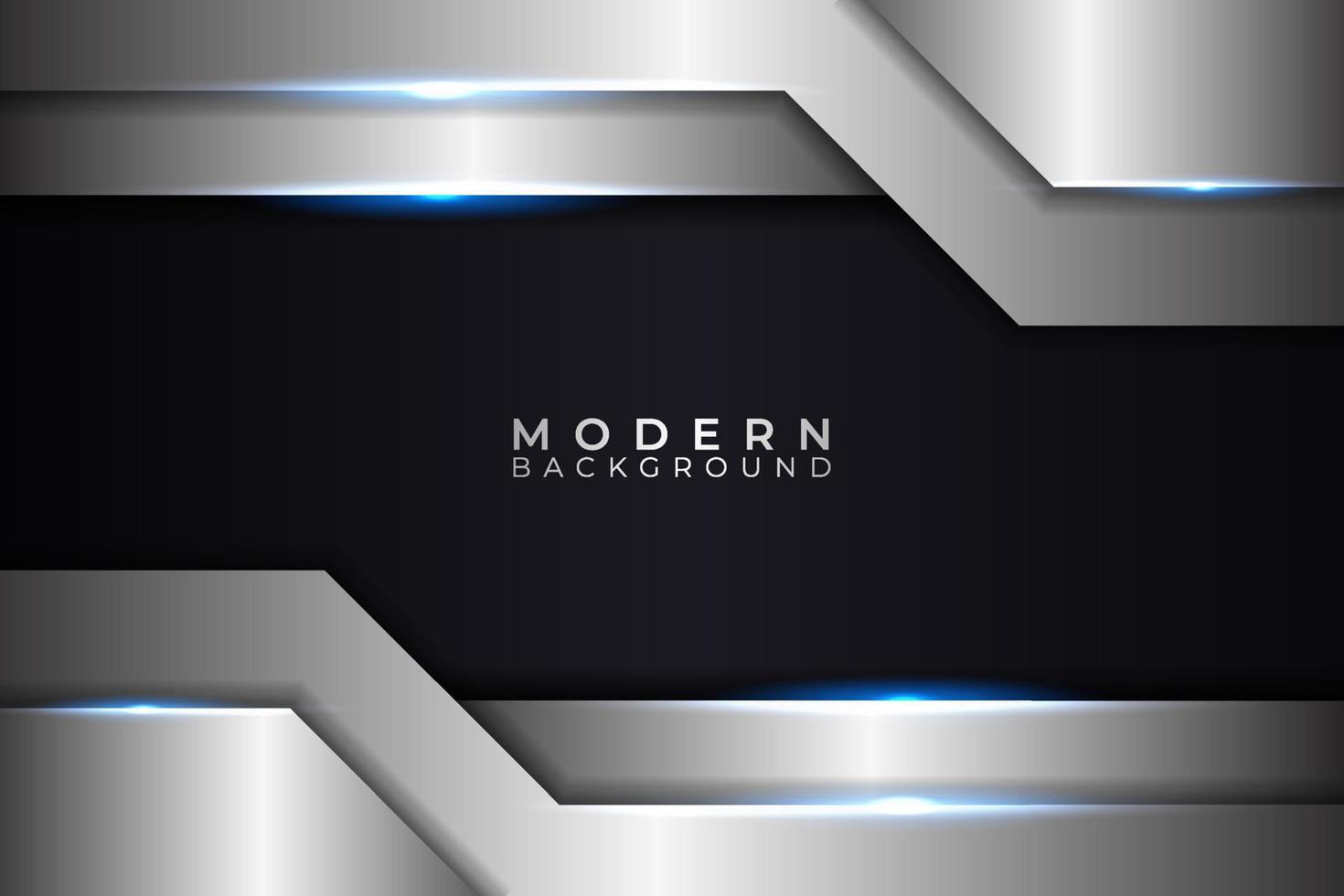 Modern Background Overlapped Metallic Glossy Silver Glowing Blue vector