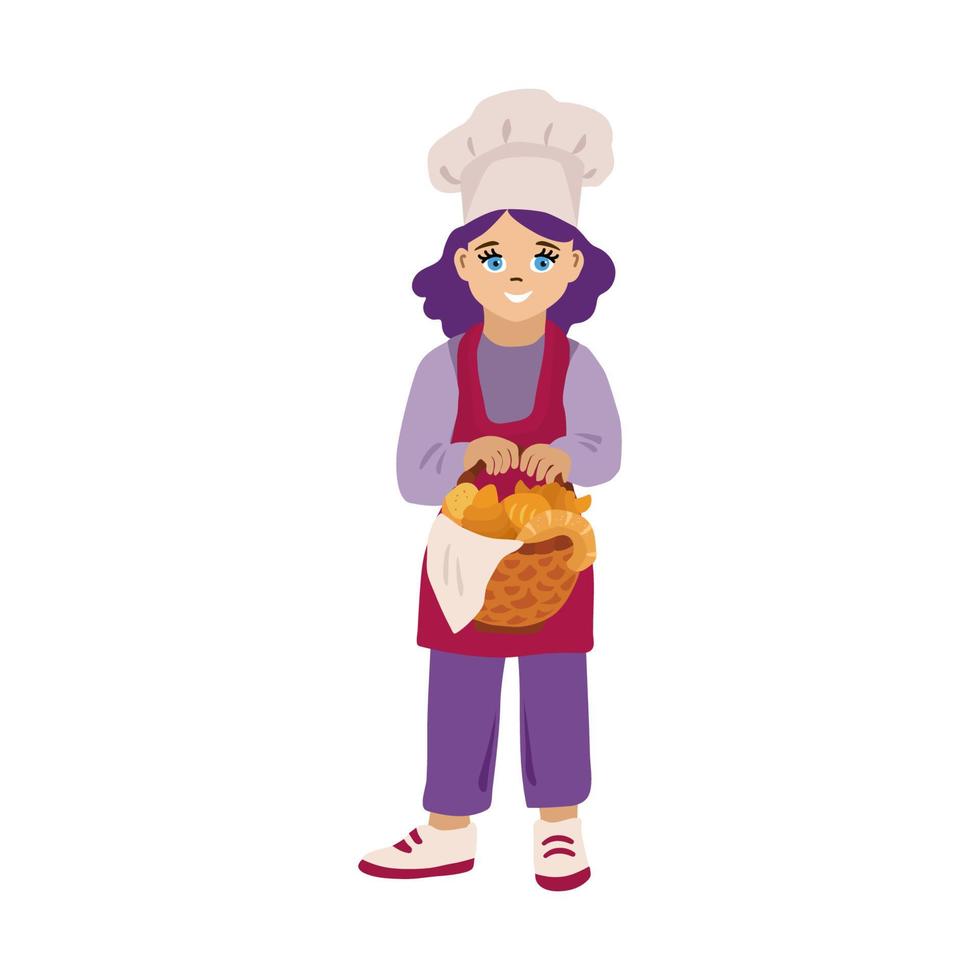 Little girl baker illustration vector