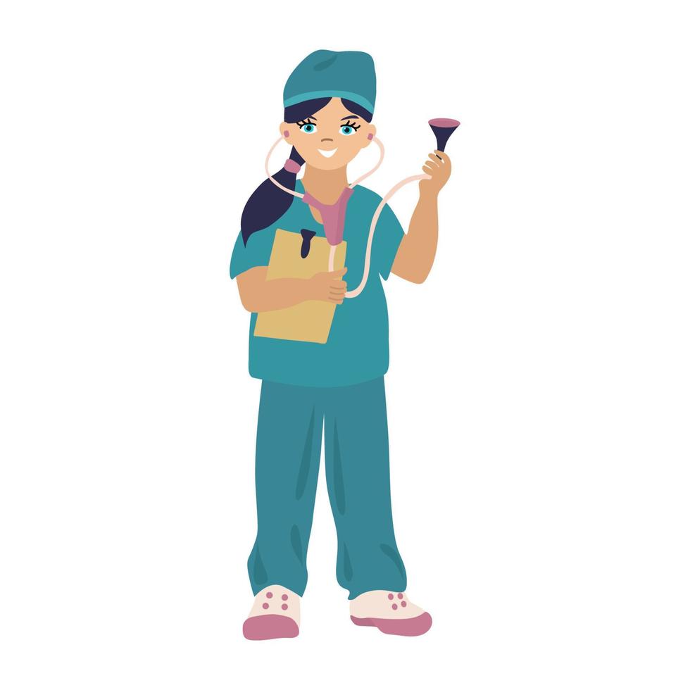 Little doctor girl illustration vector