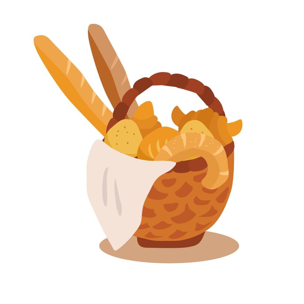 Bakery basket bread illustration vector