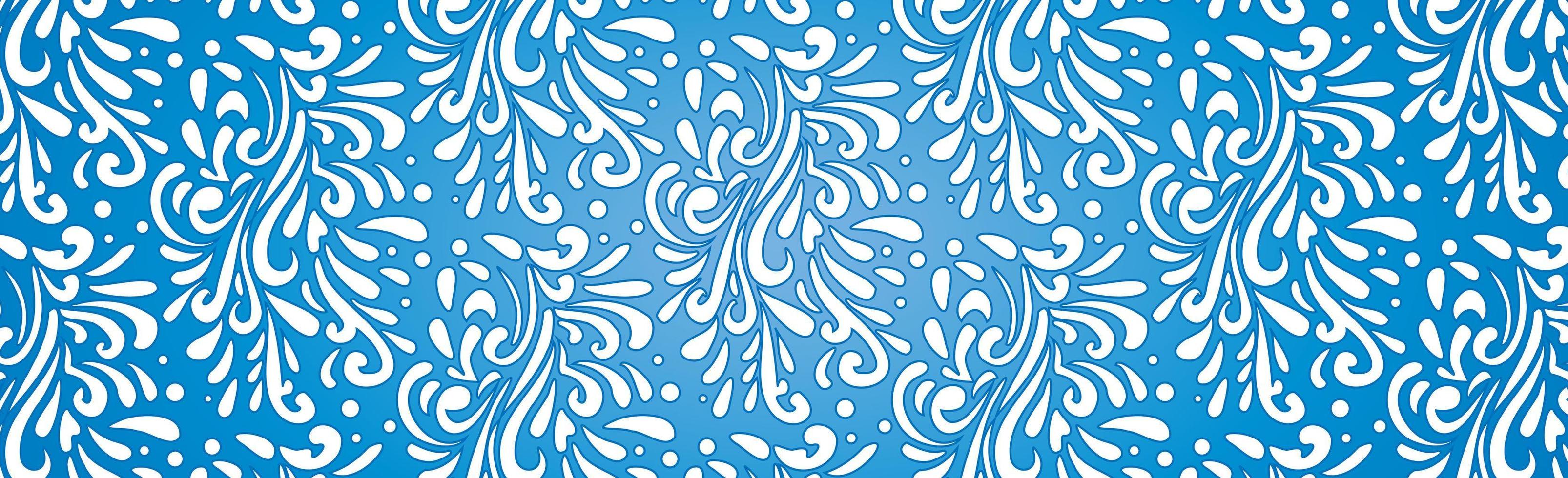Abstract frosty patterns, panoramic blue and white web pattern background - Vector