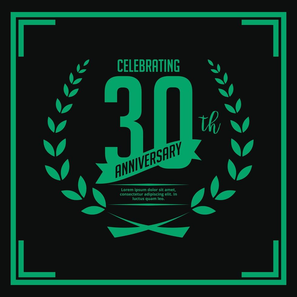 30th Years Anniversary Vector Invitation Card, Thirty Years Wedding Anniversary Celebration Brochure, Template of Invitational for Print