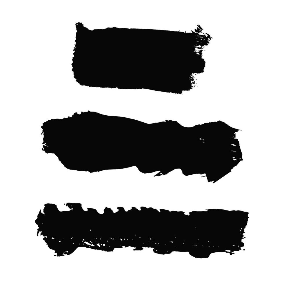 Vector set with black oil paint spot isolated on white background, texture hand drawn illustration. Use it as element for design greeting card, banner, Social Media post, invitation, graphic design