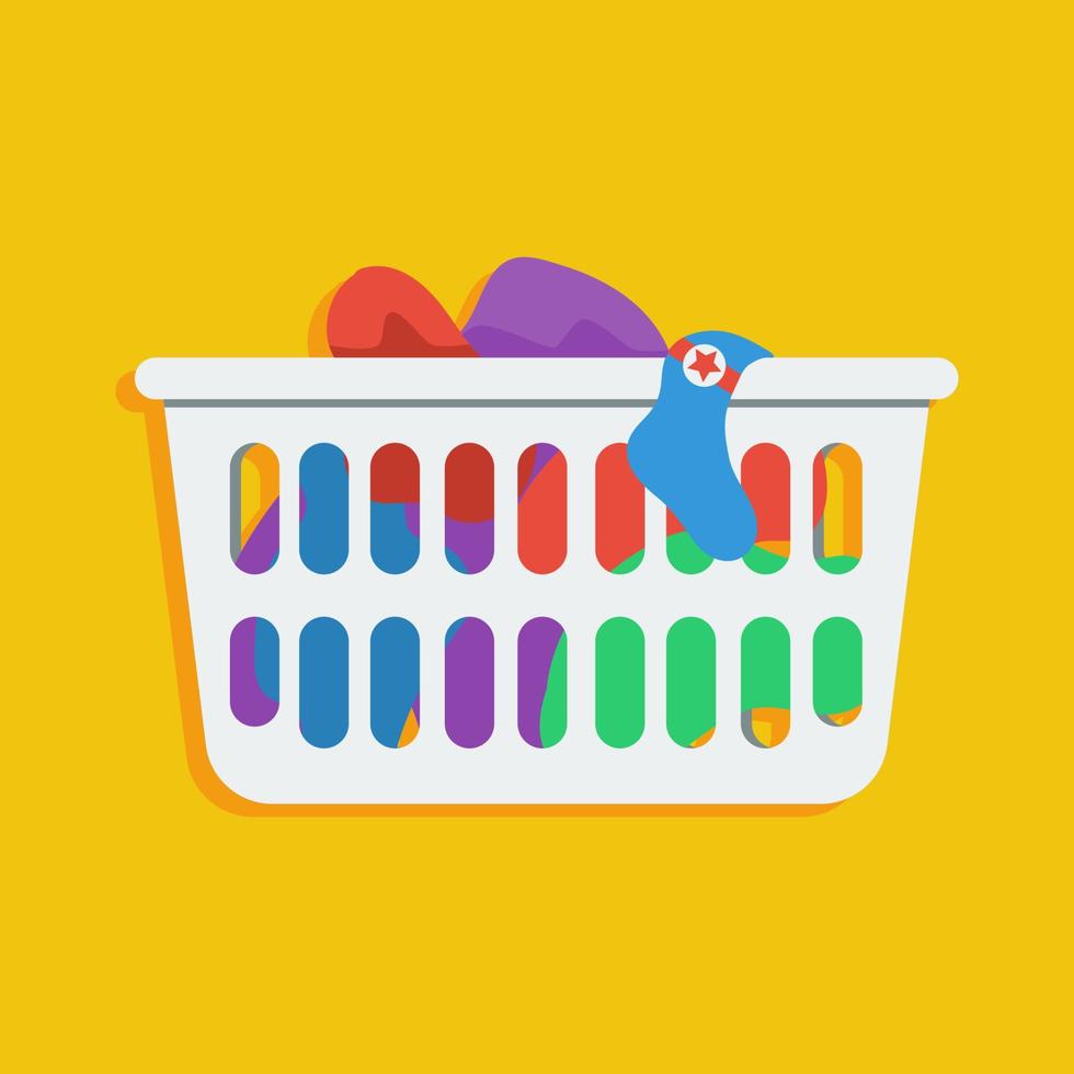 Flat style icon of loundry basket with dirty clothes vector