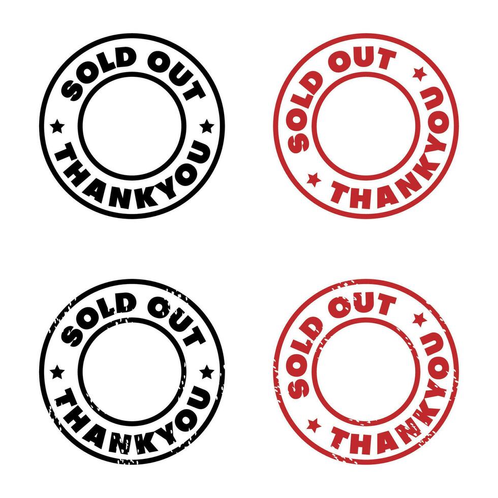 set of sold out stamp or icon with four option vector