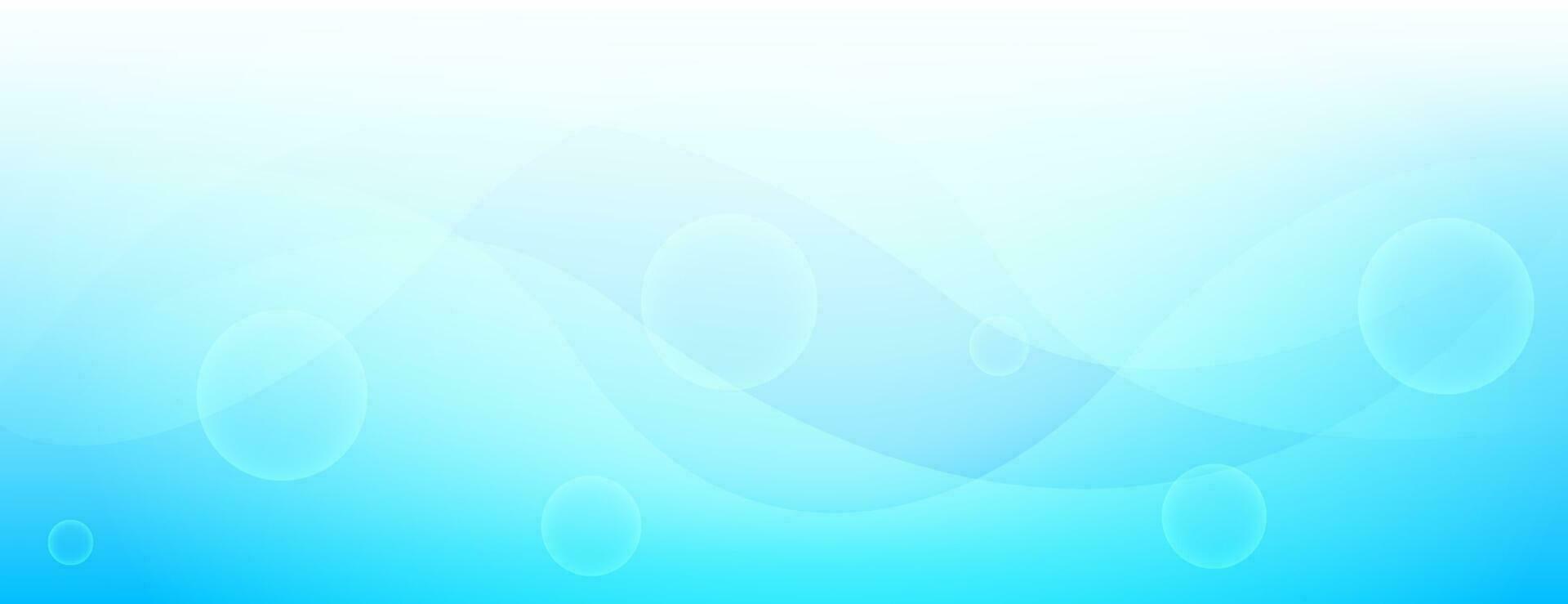 abstract gradient blue and white banner background with bubbles and wavy shape vector