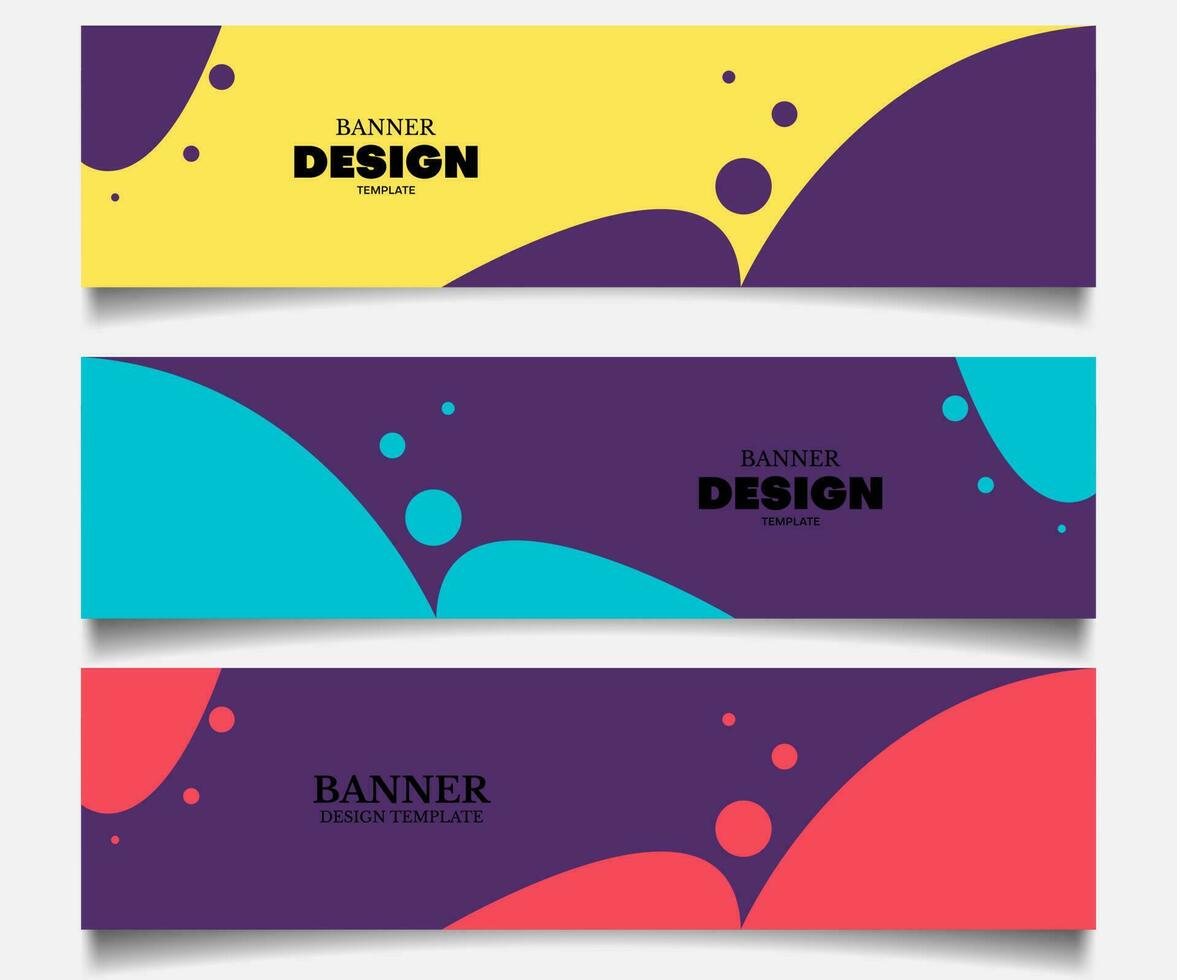 set of banner design template in retro color vector