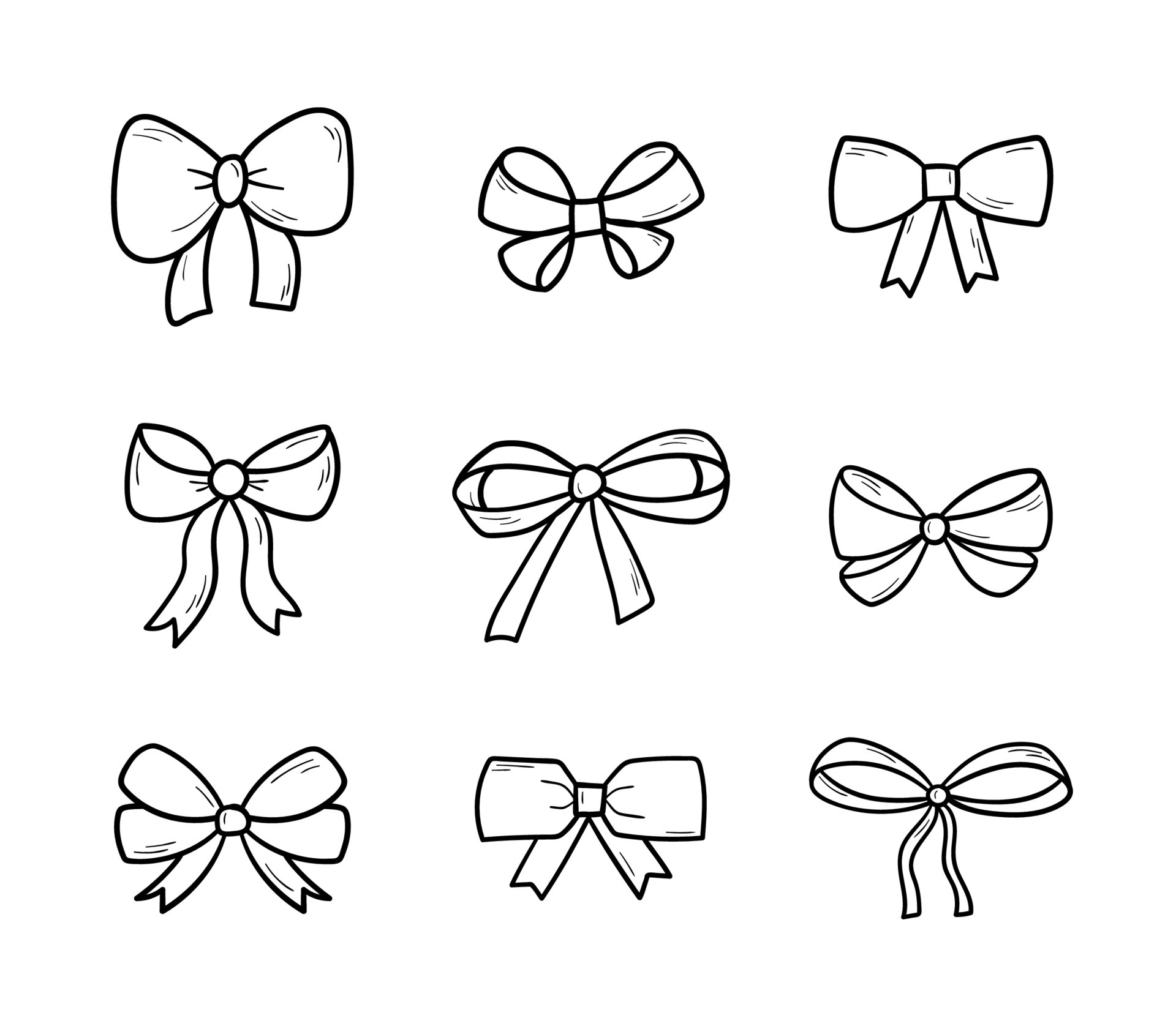 Set of decorative bows. Vector linear illustration. 4746606 Vector Art ...