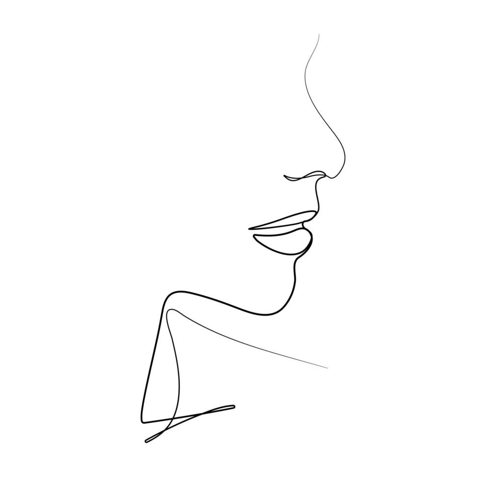 continuous line The beauty of the girl on the side vector