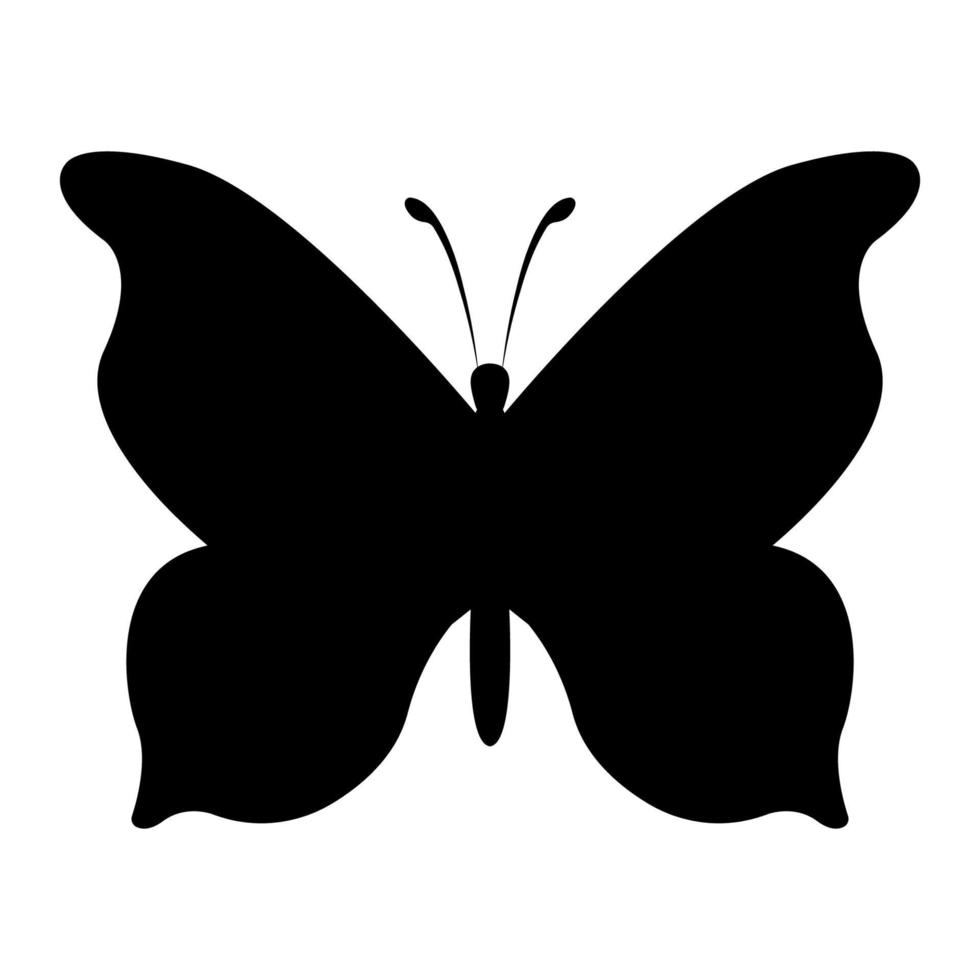 Silhouette of butterfly, isolated on white, flat vector illustration