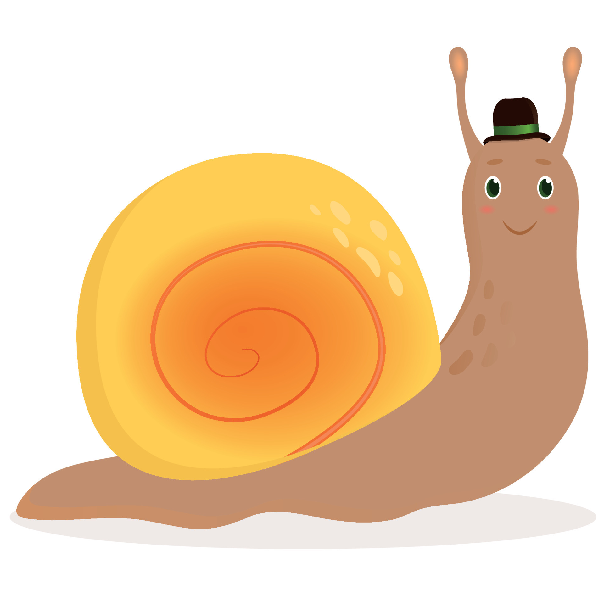 Caracol de dibujos animados lindo en la ilustración de sombrero