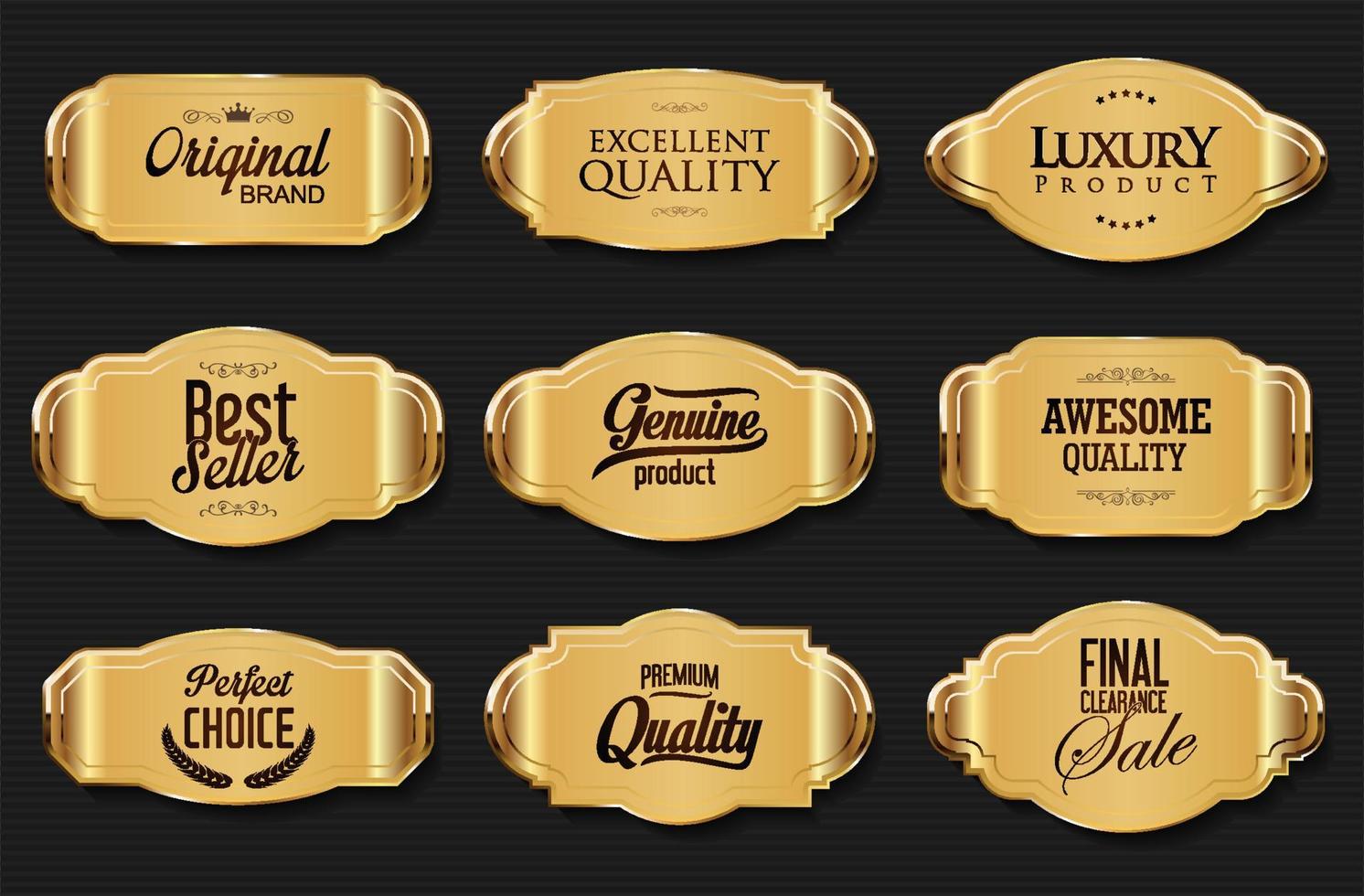 Decorative vintage gold and white frame and retro badge old ornate labels collection vector